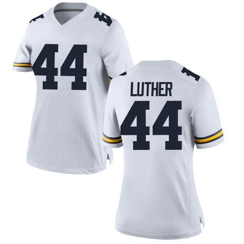 Joshua Luther Michigan Wolverines Women's NCAA #44 White Game Brand Jordan College Stitched Football Jersey DJR5454TY